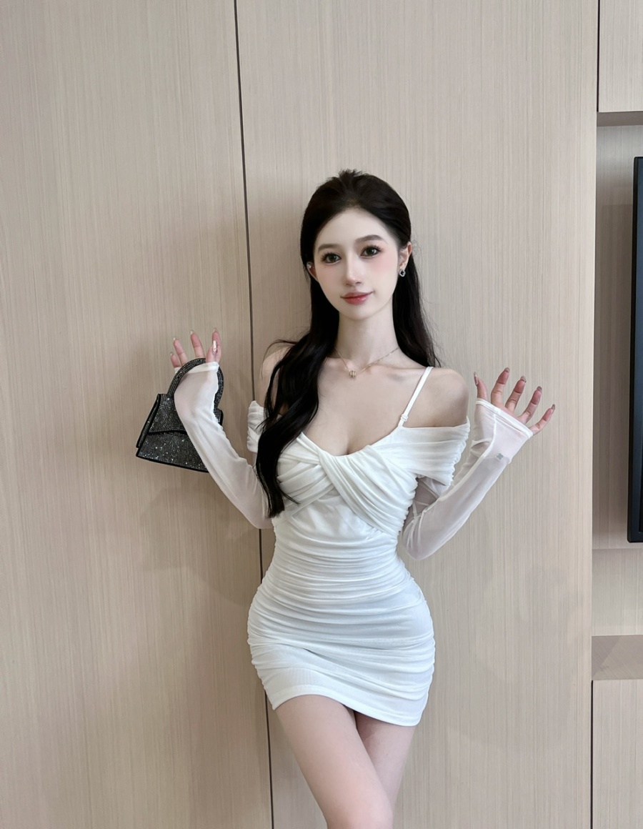 Strapless short gauze package hip bottoming sexy dress