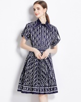 Fashion printing shirt pleated European style dress a set