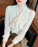 Autumn France style shirts bow tops for women