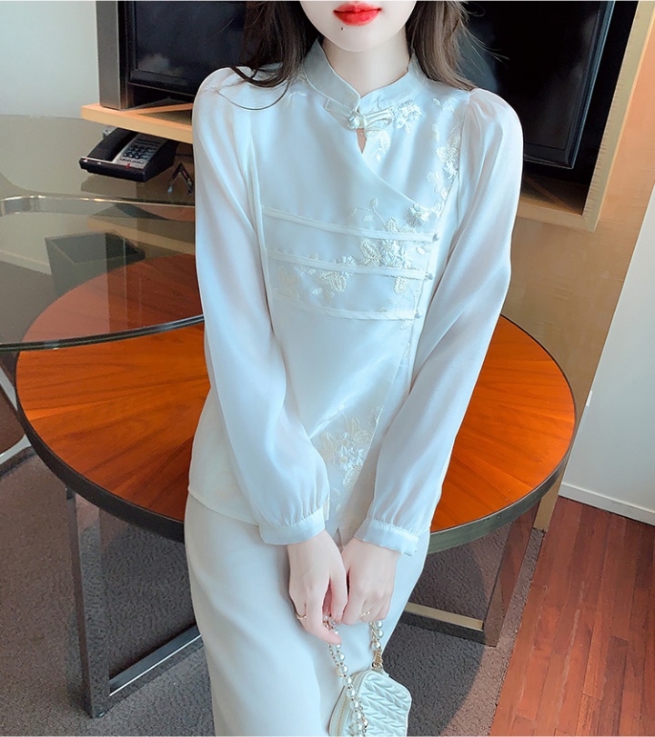 Puff sleeve autumn shirt long sleeve Chinese style tops