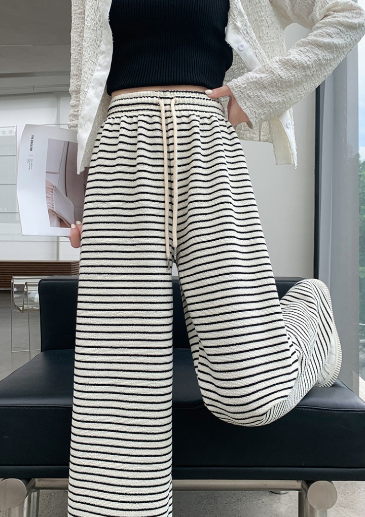 Loose wide leg pants black-white casual pants for women