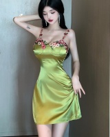 Beautiful sling embroidery satin dress for women