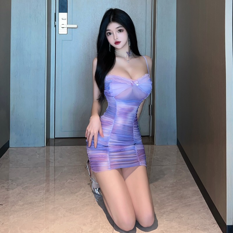 Sling sexy fold spicegirl nightclub package hip dress for women