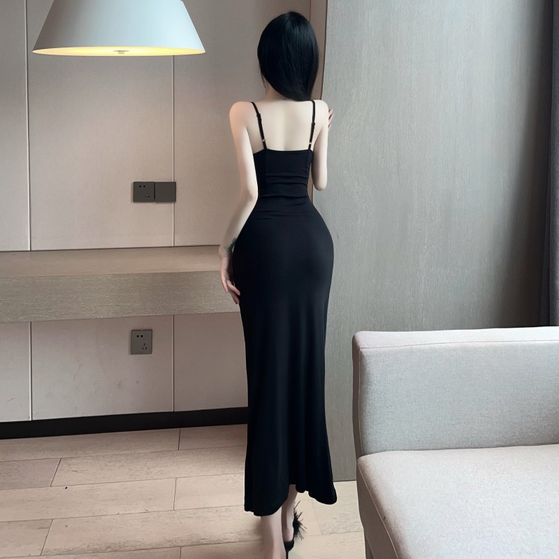 Perspective gauze spicegirl long dress slim sexy dress