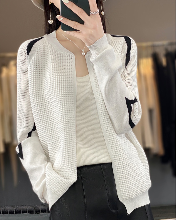 Hollow loose ice silk sweater mixed colors thin tops