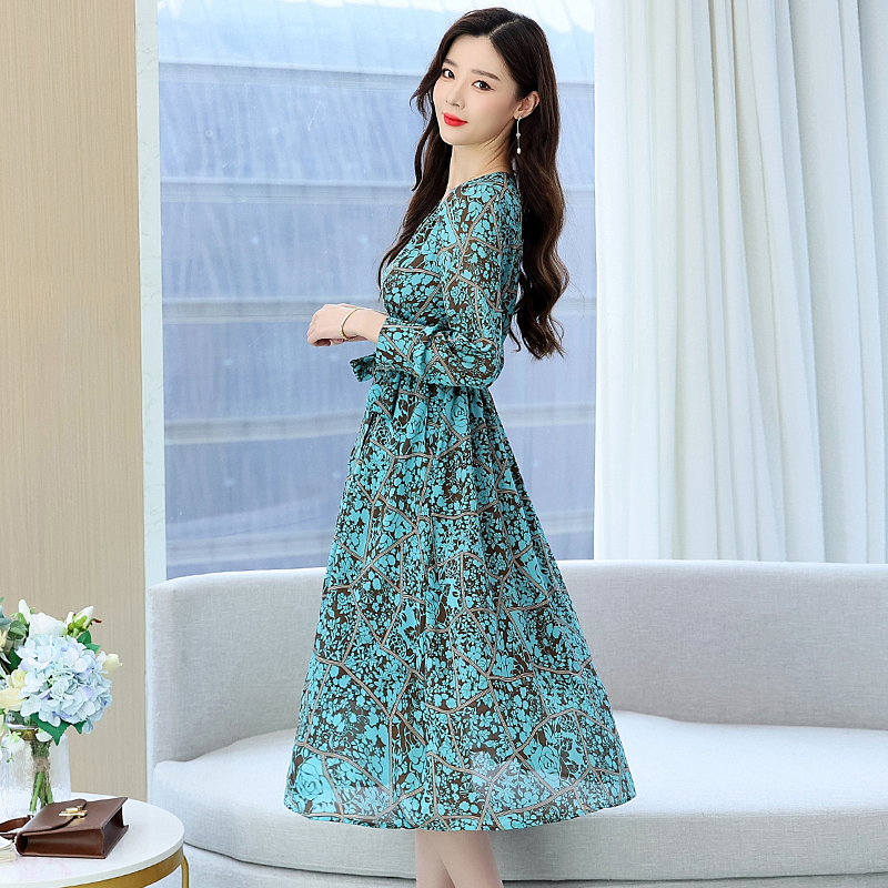 Spring and autumn long dress floral dress for women