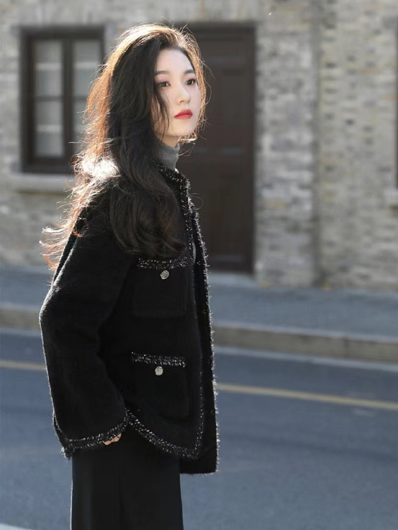 Korean style weave coat autumn and winter tops for women