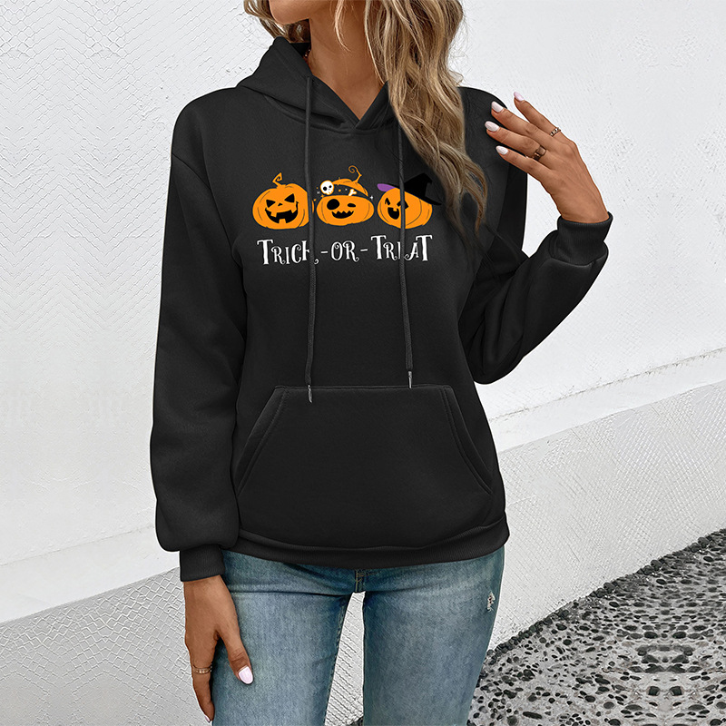 Autumn halloween printing European style hoodie for women