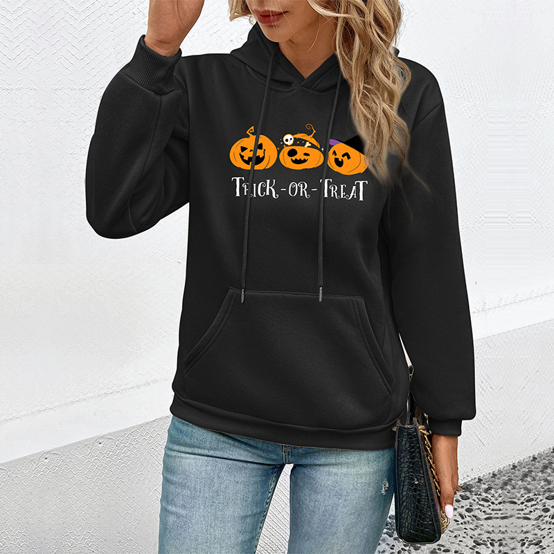 Autumn halloween printing European style hoodie for women