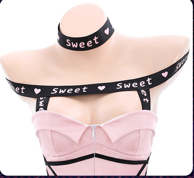 Sexy ribbon sexy Lingerie zip model Sexy underwear a set