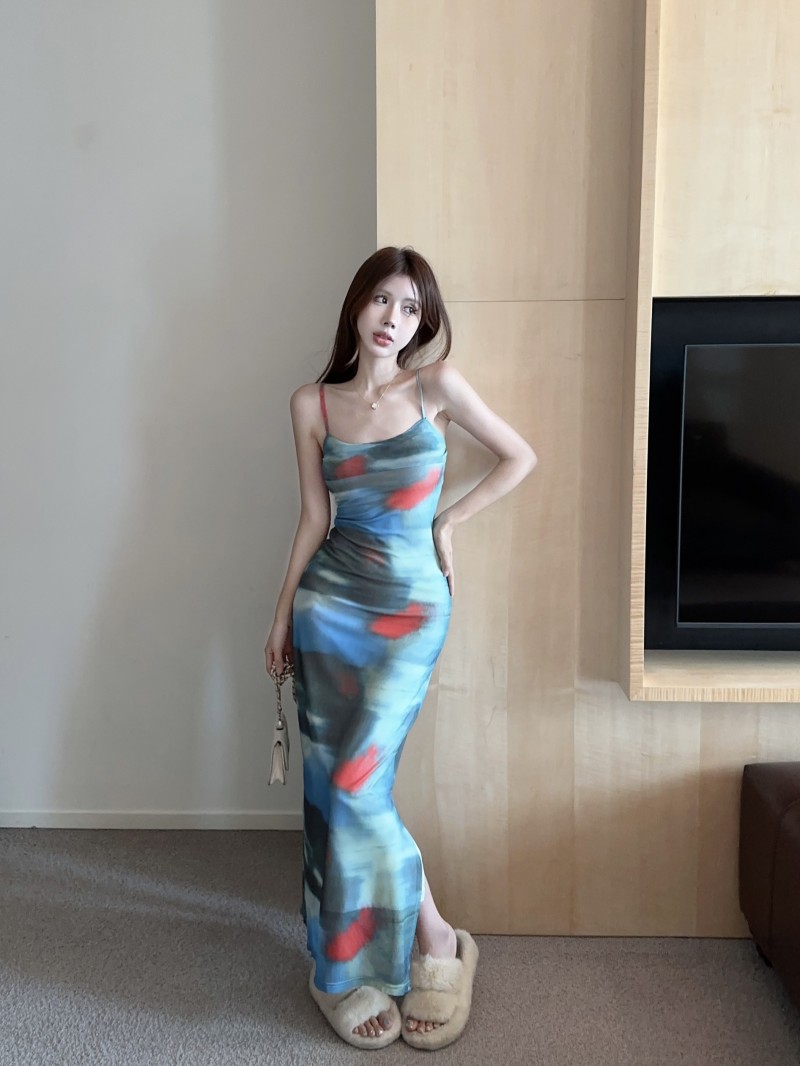 Vacation spicegirl dress slim retro long dress for women