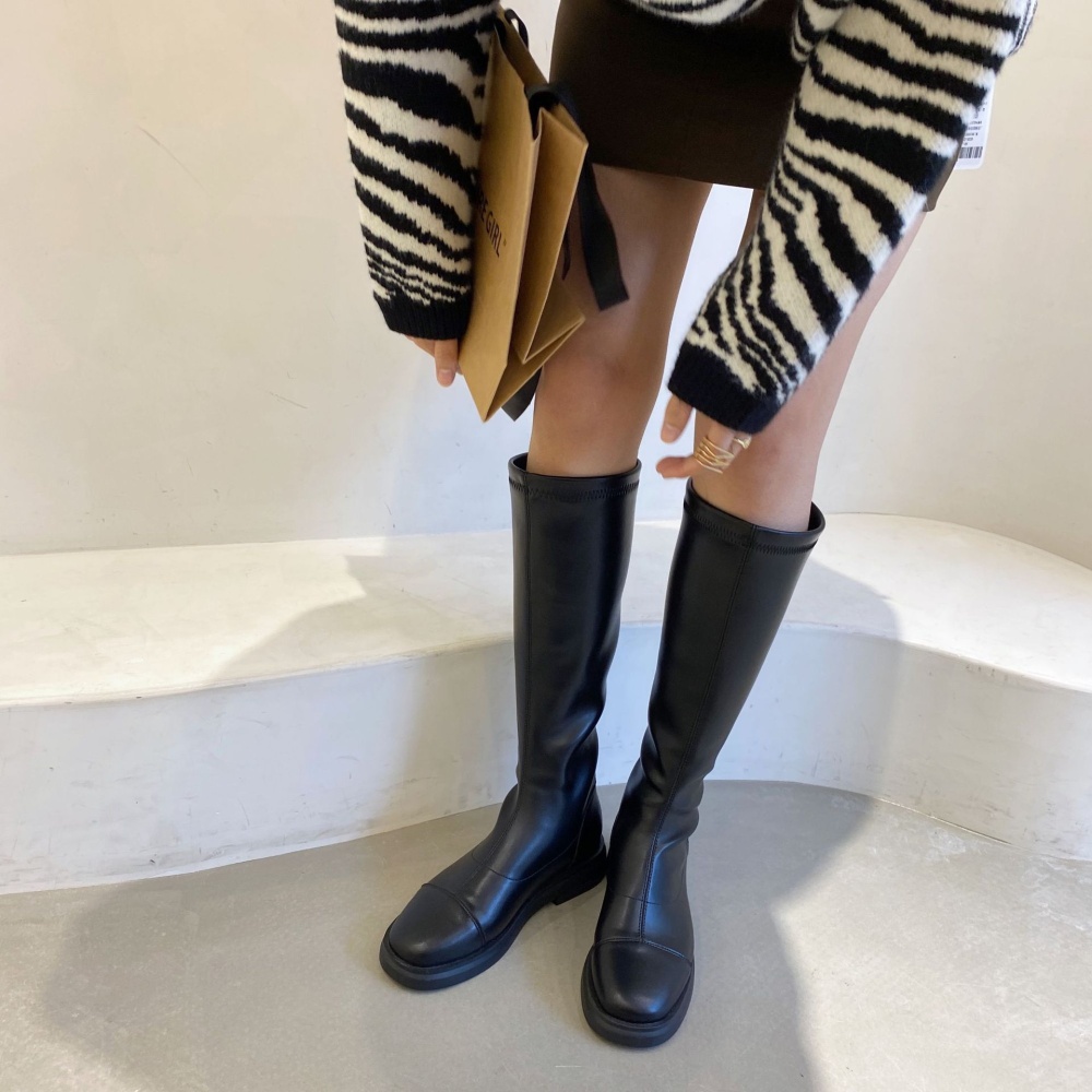 Thick crust plus velvet thigh boots black boots for women