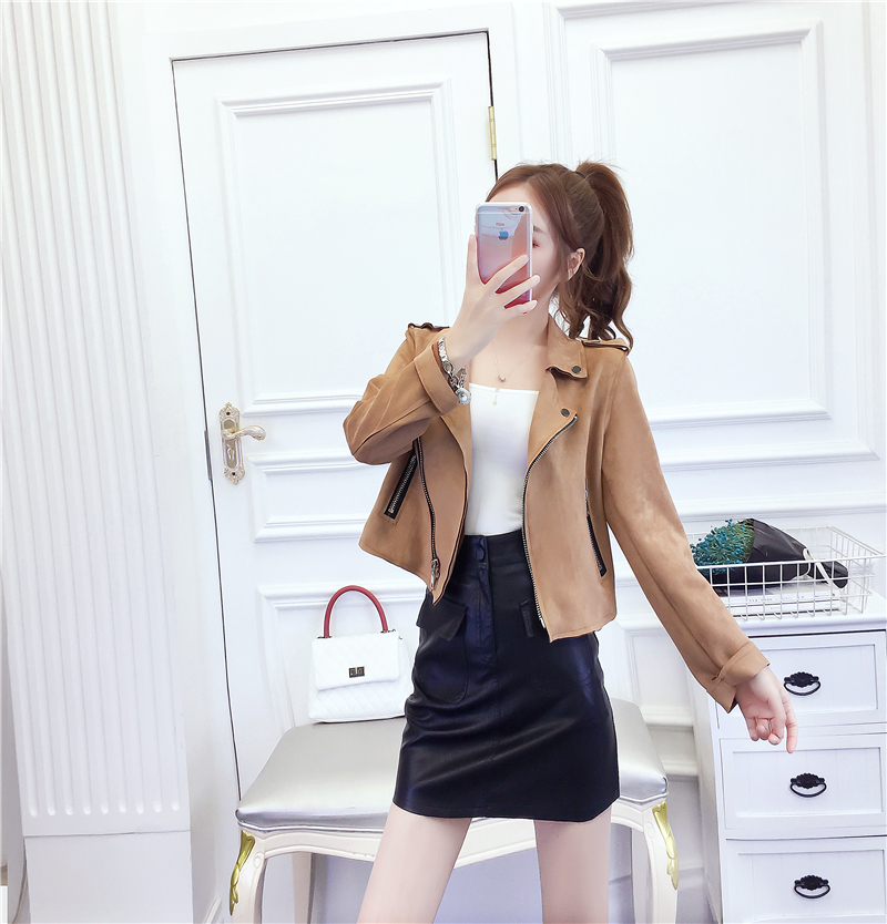 Sling fashion velvet jacket leather skirt 3pcs set