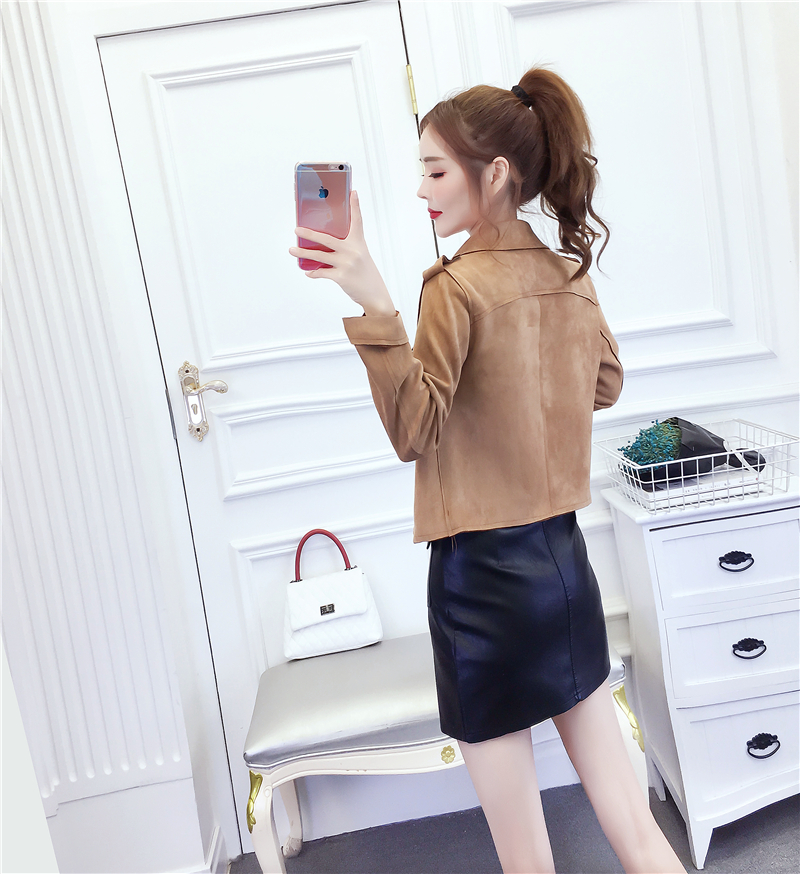 Sling fashion velvet jacket leather skirt 3pcs set