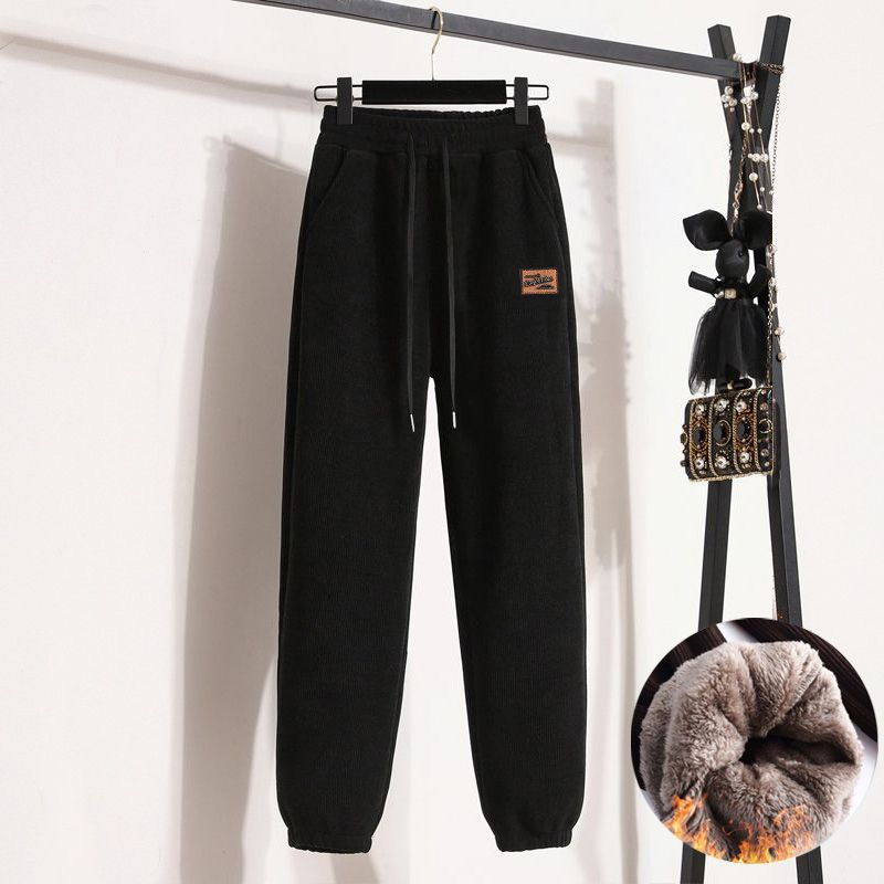 Plus velvet Korean style sweatpants lamb fur casual pants