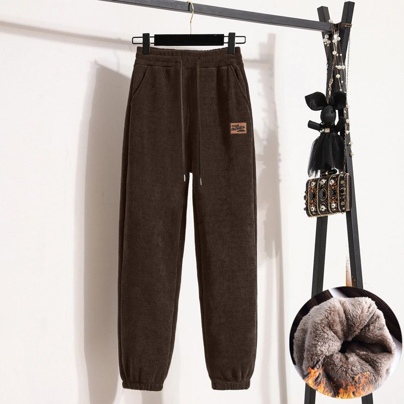 Plus velvet Korean style sweatpants lamb fur casual pants
