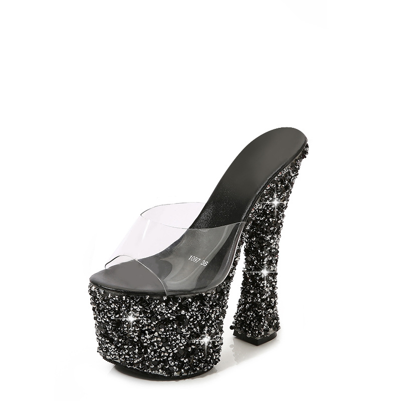 Nightclub high-heeled shoes thick slippers