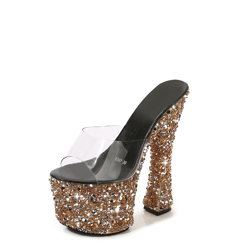 Nightclub high-heeled shoes thick slippers