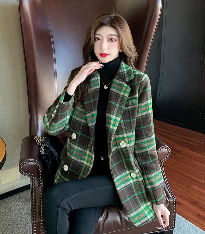 Plaid winter woolen business suit all-match thick tops