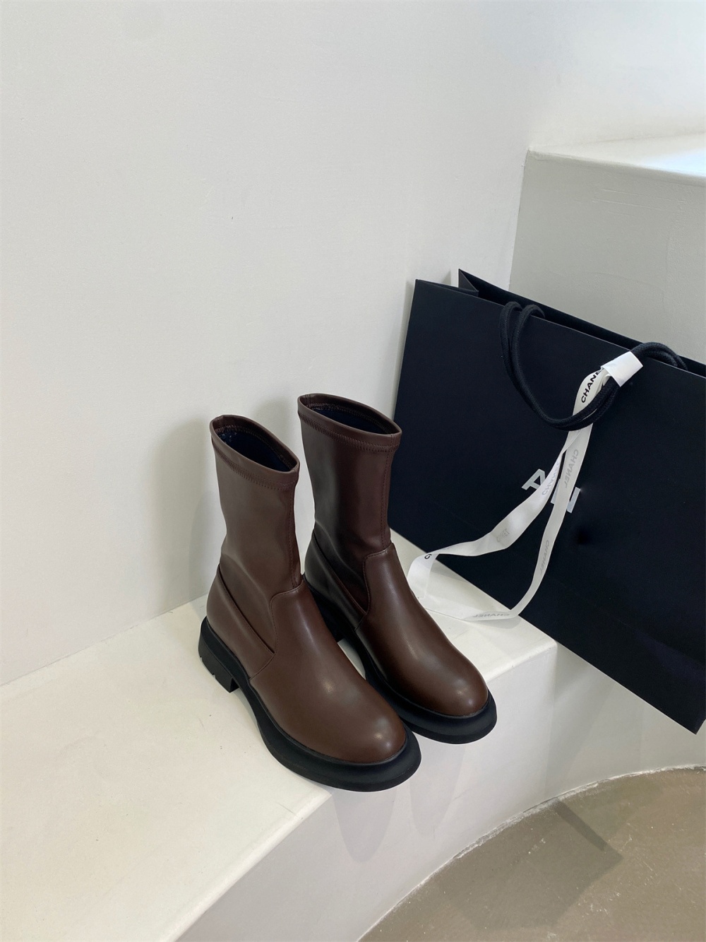 Casual wears outside elasticity all-match pure boots