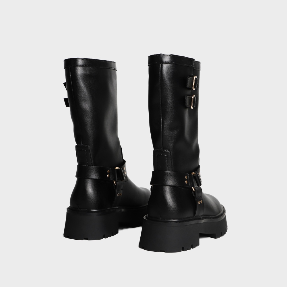 Winter thick crust straight Korean style round fashion boots