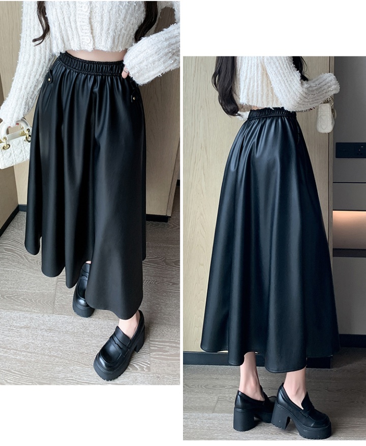 Big skirt skirt autumn and winter leather skirt for women