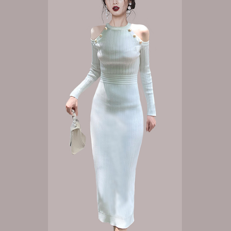 Strapless long sleeve light luxury dress for women