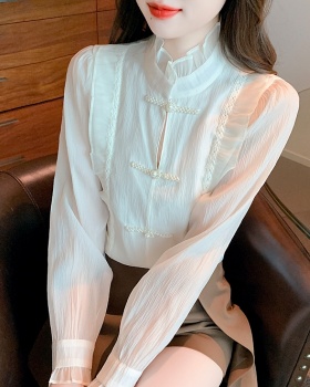 Long sleeve unique shirt Chinese style tops for women