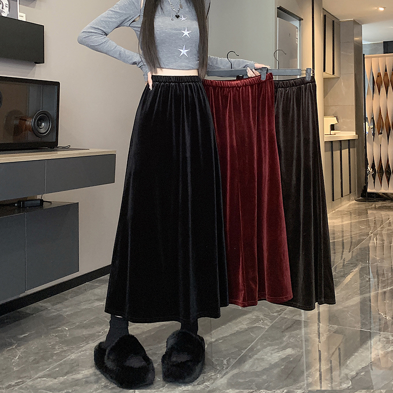 Straight elastic waist long high waist slim skirt for women