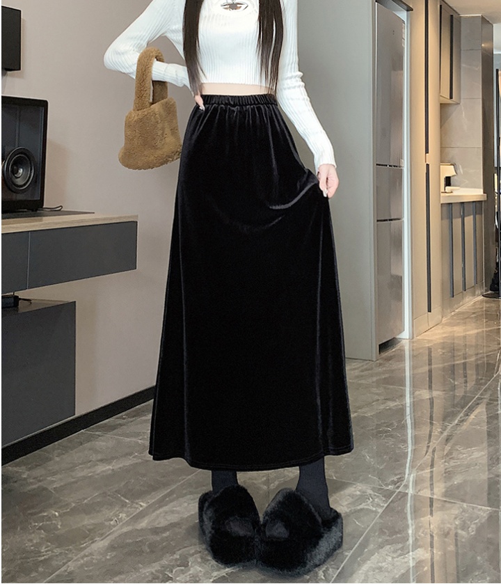 Straight elastic waist long high waist slim skirt for women