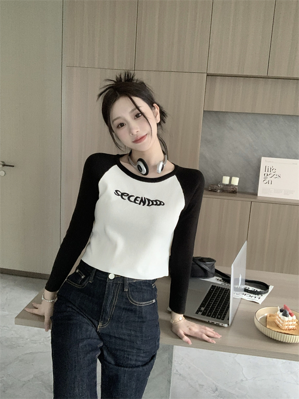 Korean style mixed colors tops long sleeve T-shirt