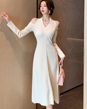 Slim France style long dress knitted bottoming dress