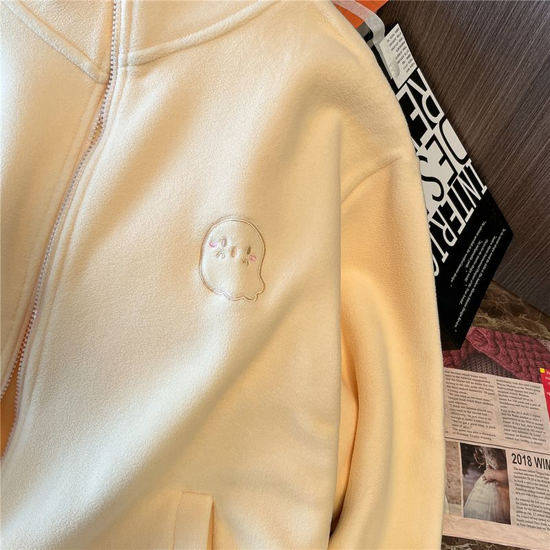 Fleece all-match hoodie thermal thick coat for women