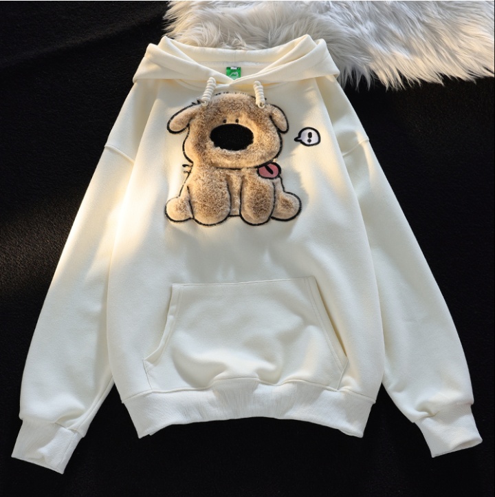 Autumn and winter double hoodie puppy hat for women