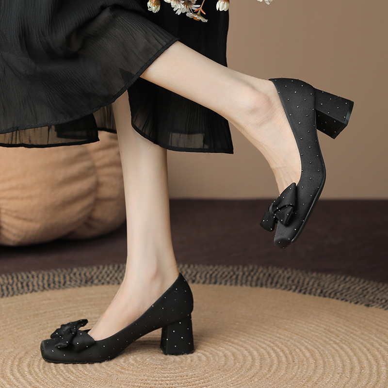 Korean style thick shoes Casual high-heeled shoes for women
