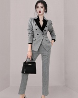 Profession fashion coat plaid slim suit pants 2pcs set