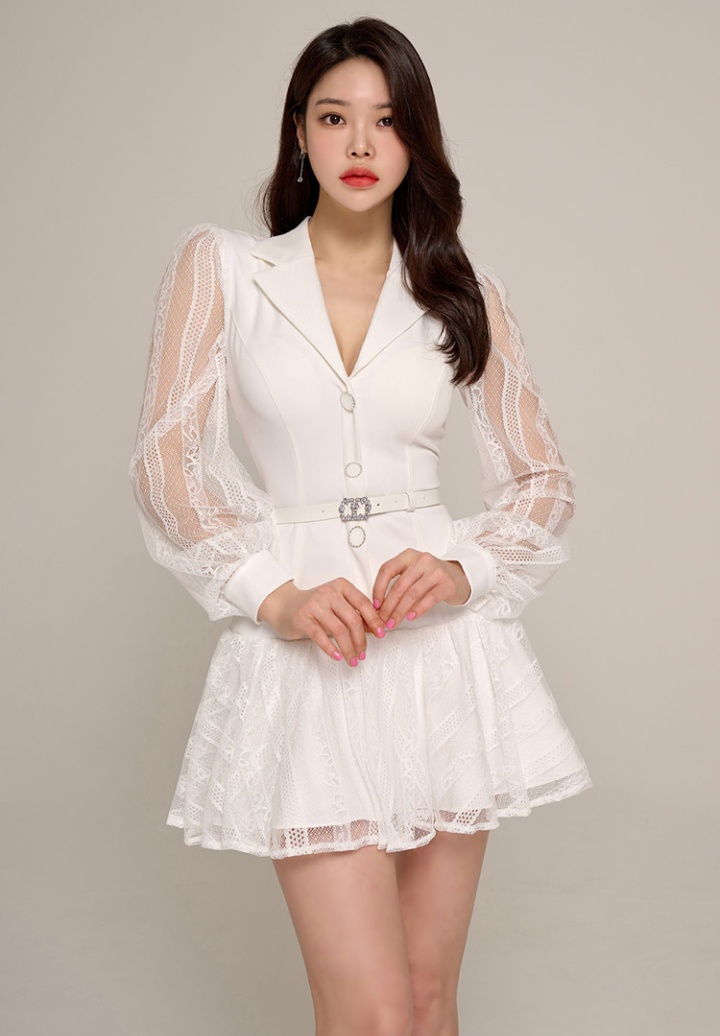 Korean style slim business suit lace dress for women