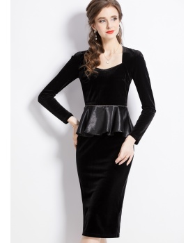 Velvet splice black package hip dress