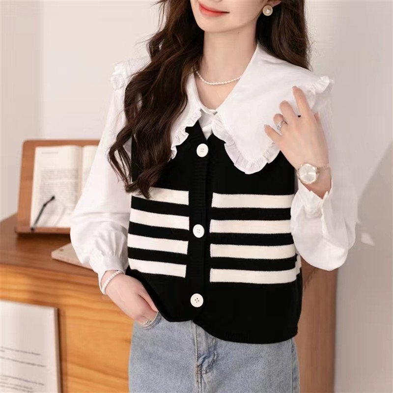 Refreshing sweet cardigan college style vest for women