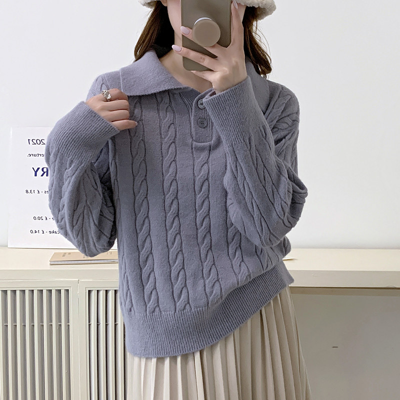 Loose pullover tops knitted sweater for women