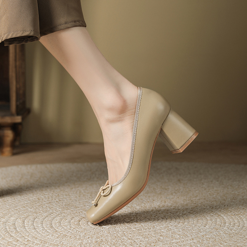 Sheepskin profession all-match pure high-heeled shoes