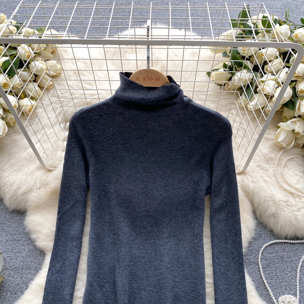 Lazy simple tops half high collar sweater