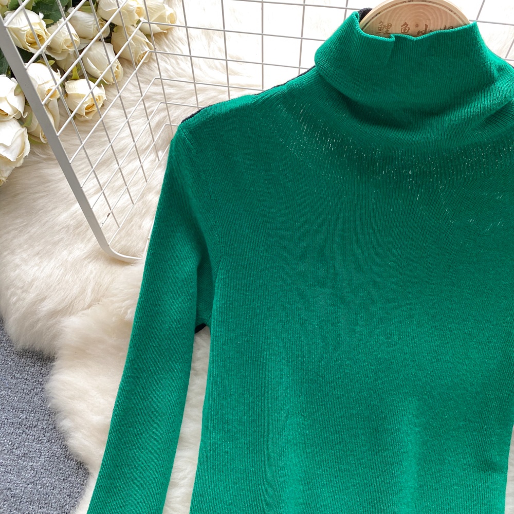 Lazy simple tops half high collar sweater