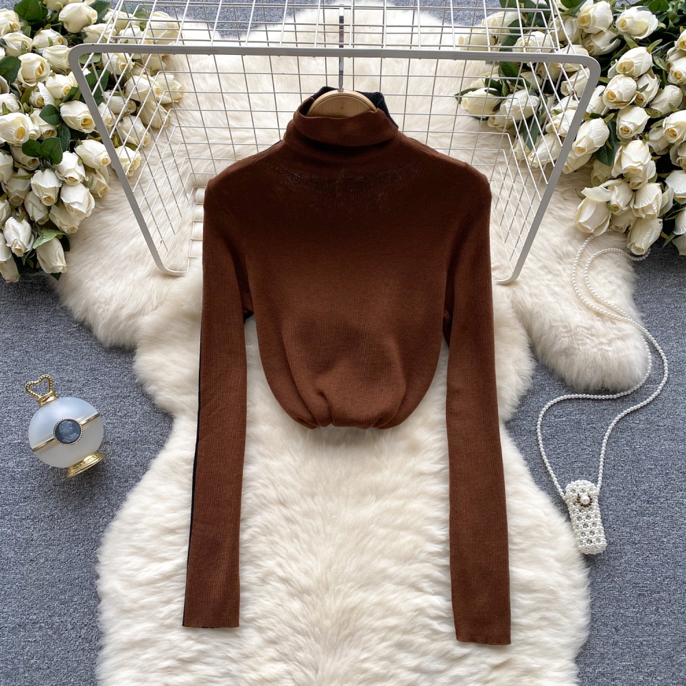 Lazy simple tops half high collar sweater