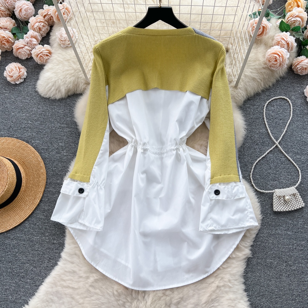 Western style knitted shirt loose niche dress