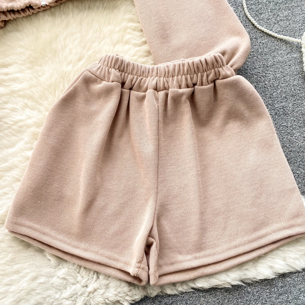 Fashionable hooded cardigan autumn Casual shorts 2pcs set