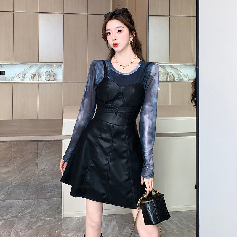 Pinched waist autumn and winter fashion dress a set for women