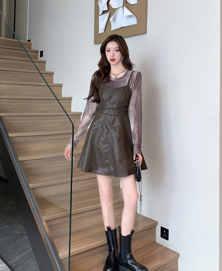 Pinched waist autumn and winter fashion dress a set for women