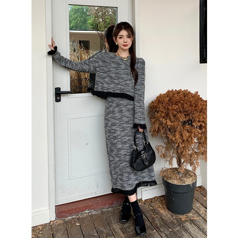 Fashion and elegant autumn skirt elegant tops 2pcs set
