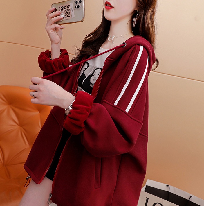 Loose autumn and winter hooded plus velvet supersoft hoodie